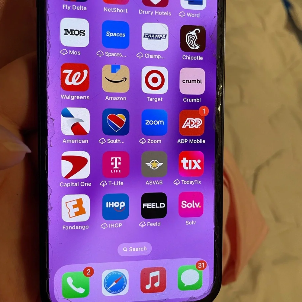 Black Smartphone with Purple Display